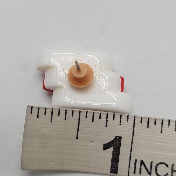 Vintage 1986 Avon Red White Spectator Lucite Beaded Earrings - Picture 5 of 5